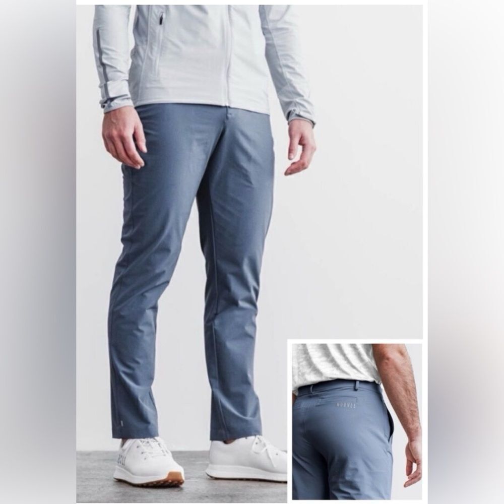 NWT NOBULL Men’s Golf Pants Coastal Blue Flat Front Straight Leg - Size 32x 34T